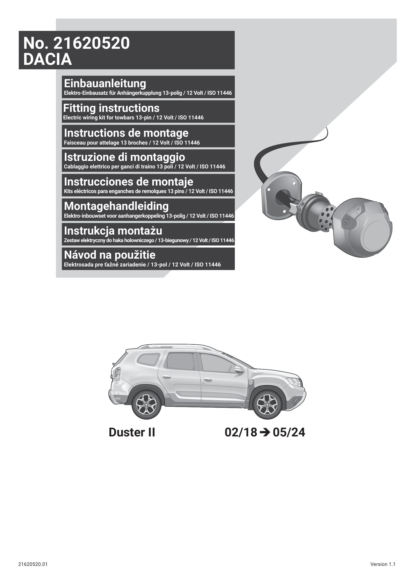 Dacia Duster 2018-2024 13 Pim Çeki Demiri Elektrik Tesisatı
