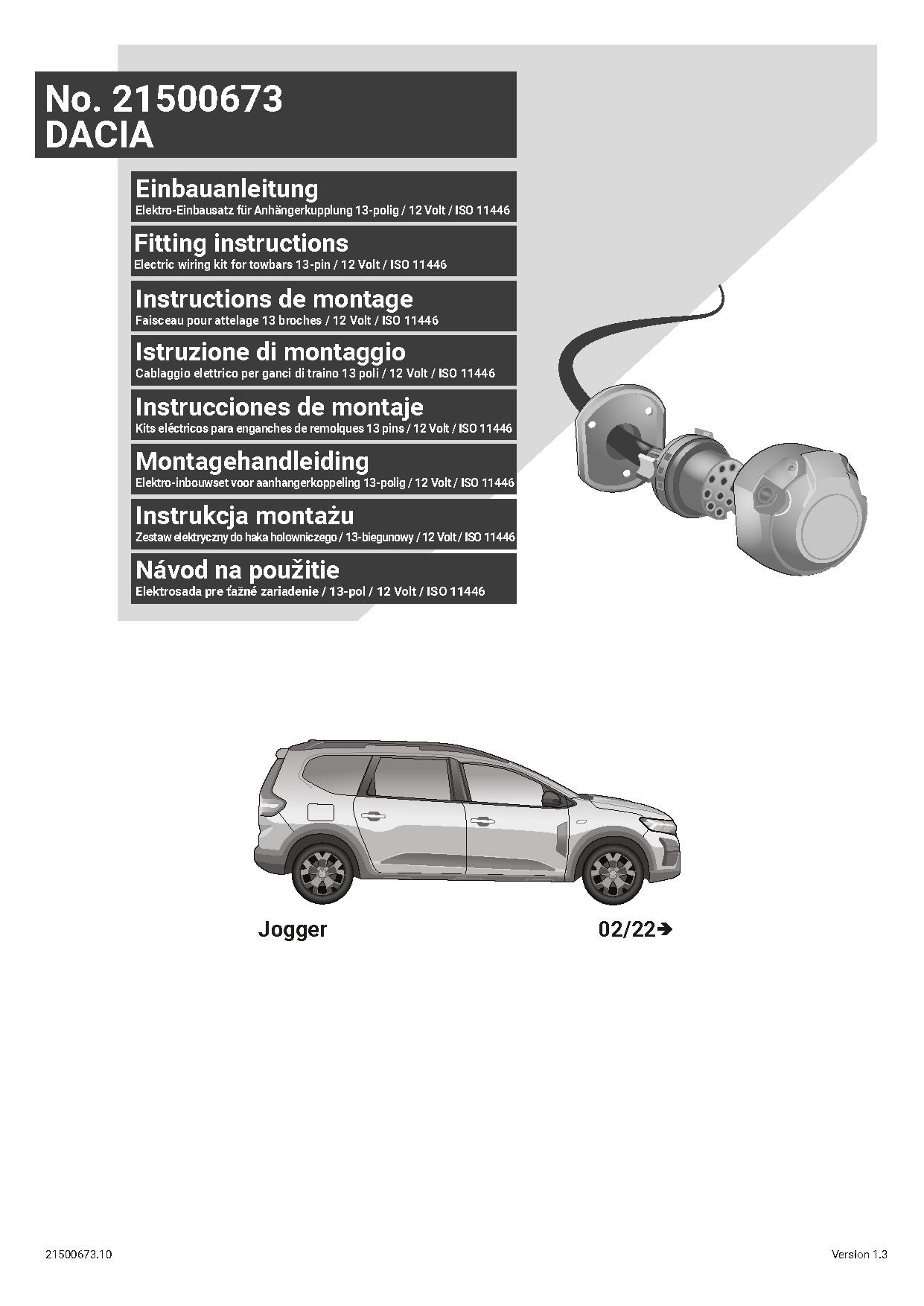 Dacia Jogger 13 Pin Çeki Demiri Elektrik Tesisatı (2022→)