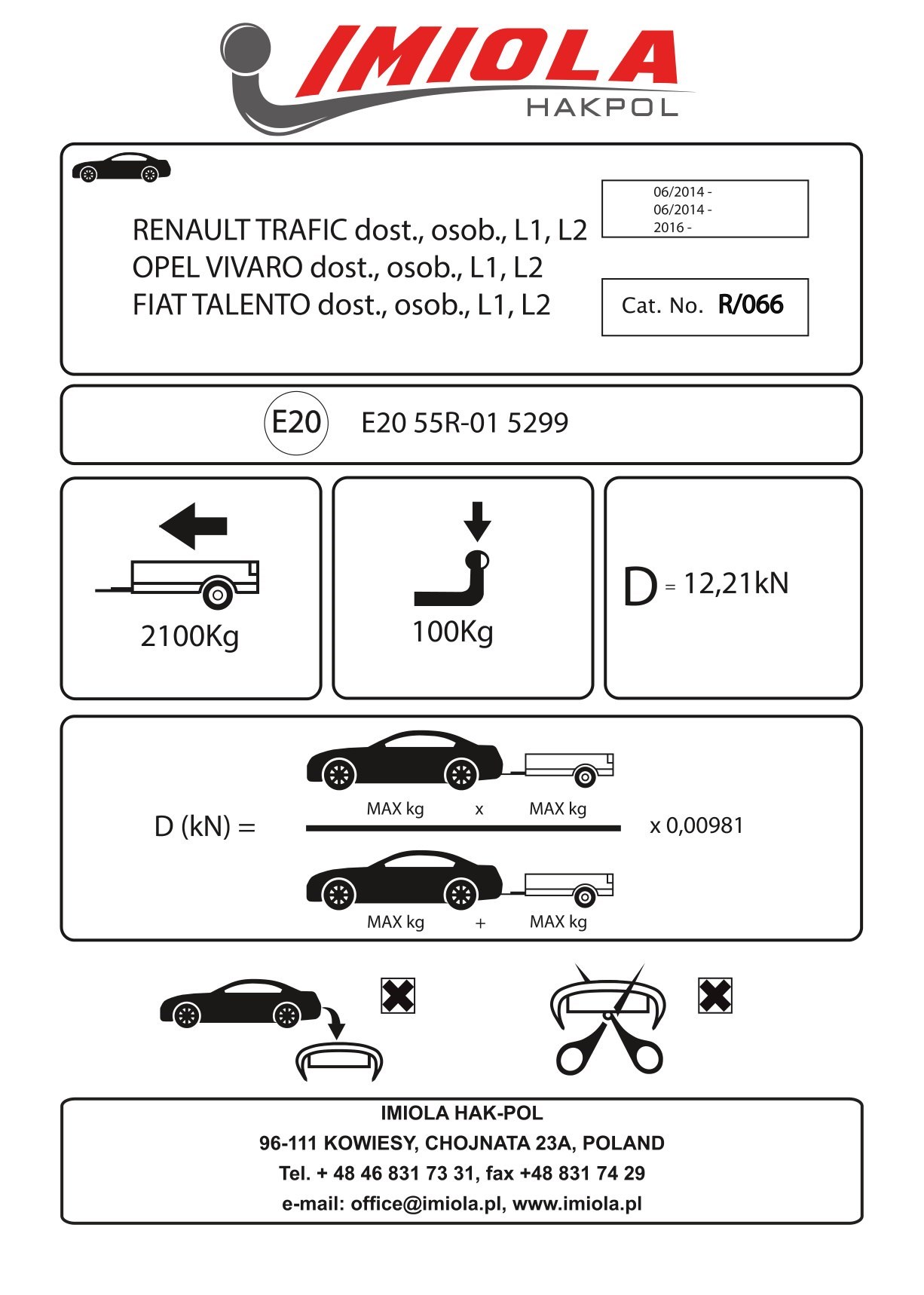 Hak-Pol OPEL Vivaro B 2014 Sonrası Çeki Demiri	