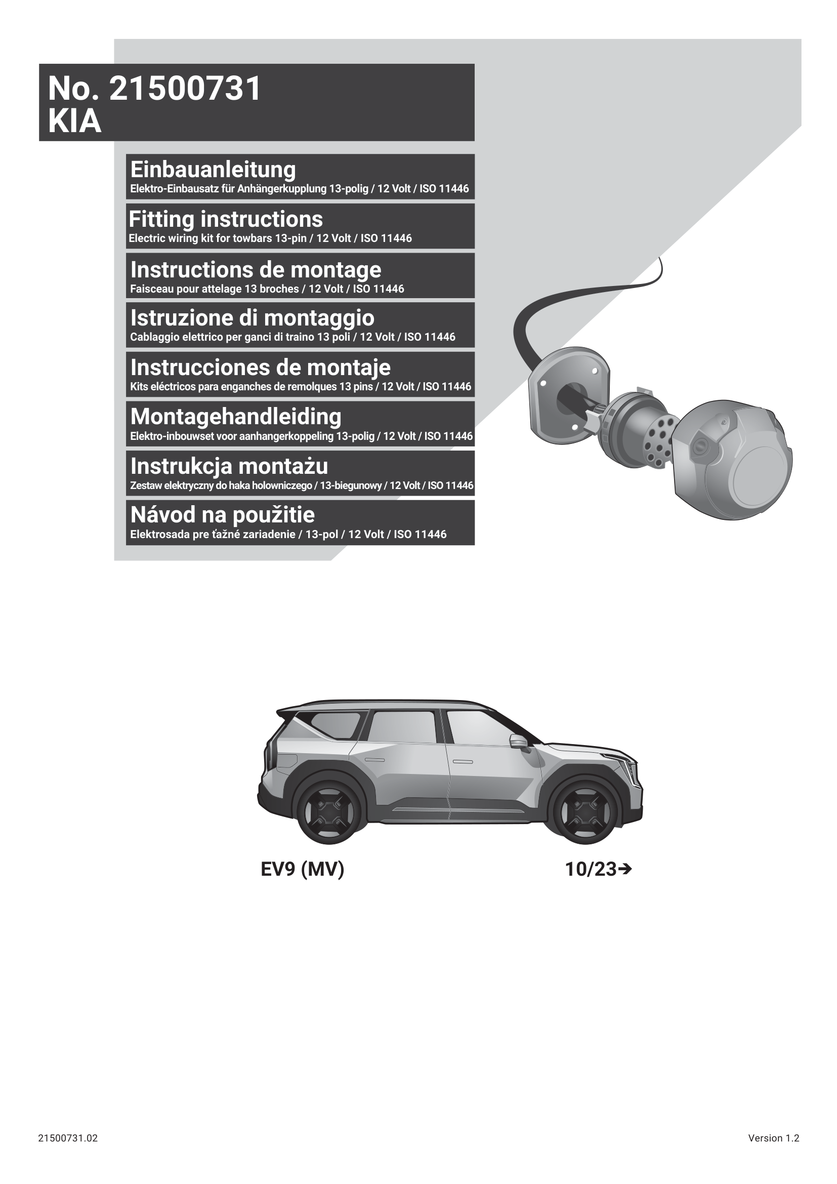 Kia EV9 MV 13 Pim Çeki Demiri Elektrik Tesisatı (2023→)