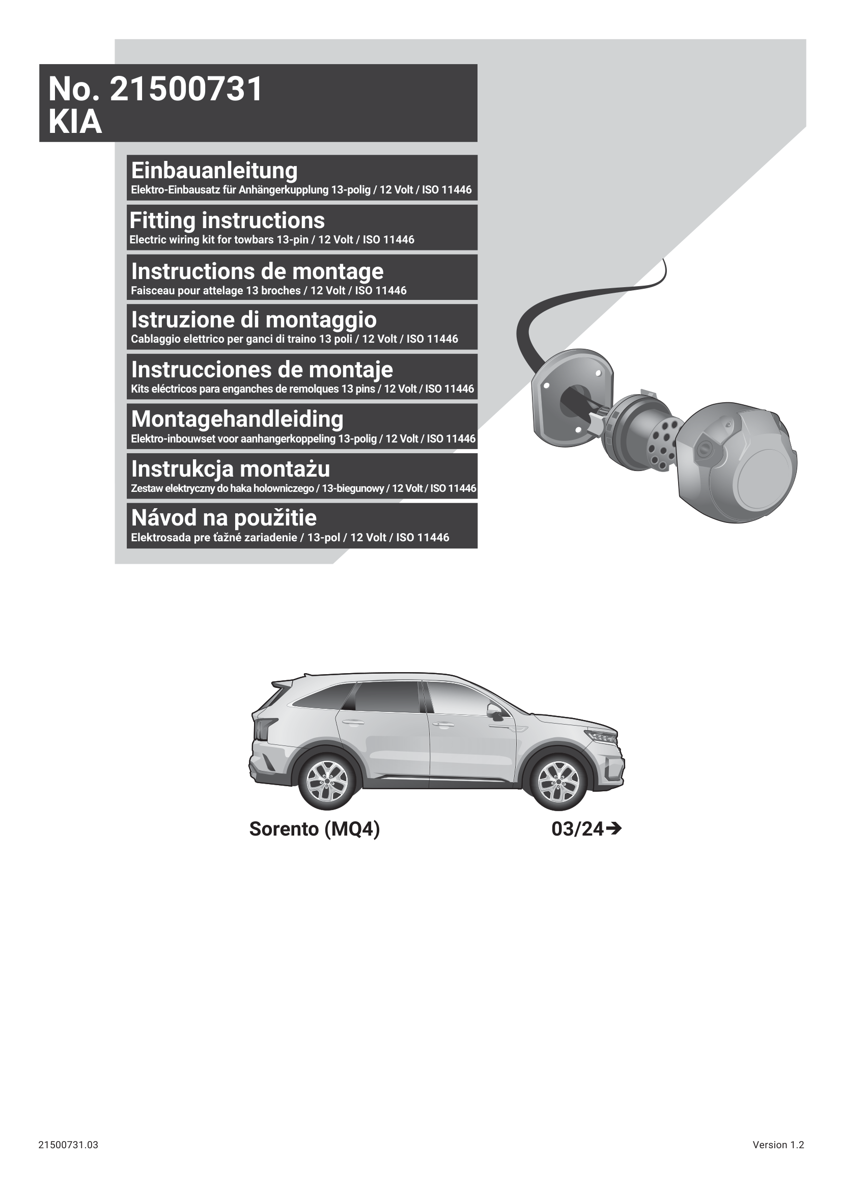 Kia Sorento MQ4 13 Pim Çeki Demiri Elektrik Tesisatı (2024→)