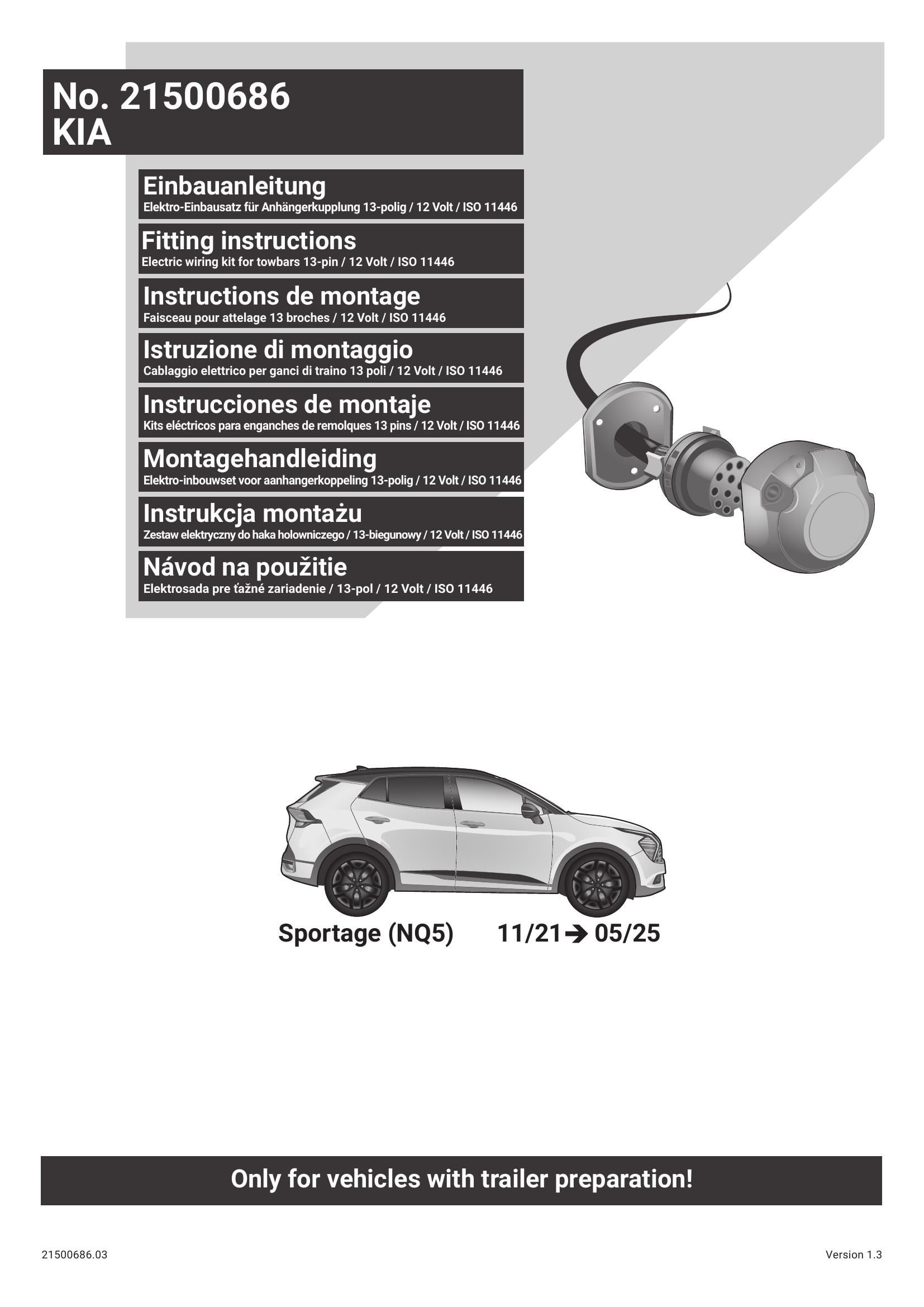KİA Sportage NQ5 2021-2025 Orijinal Tesisat (Römork Hazırlığı olan)