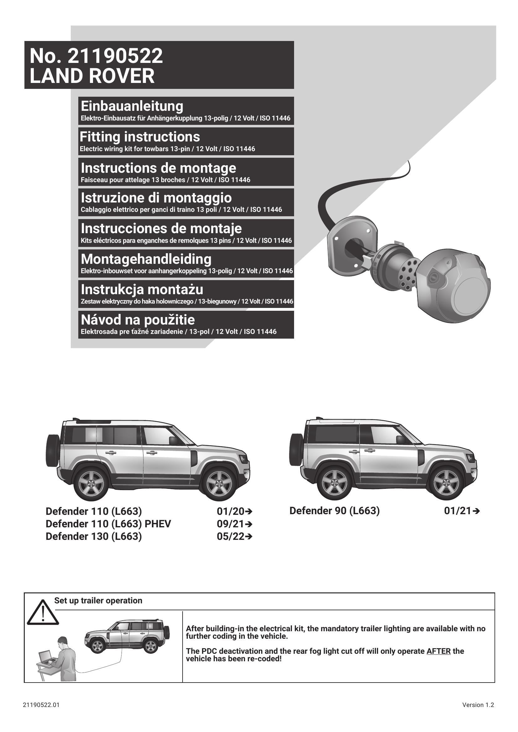Land Rover Defender L663 13 Pin Orijinal Tesisatı (2020→)