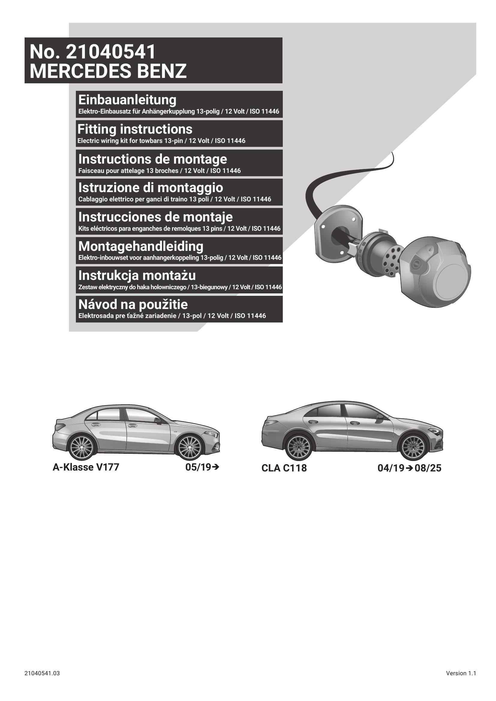 Mercedes-Benz A-Klasse V177 2019 Sonrası 13 Pin Orijinal Tesisat