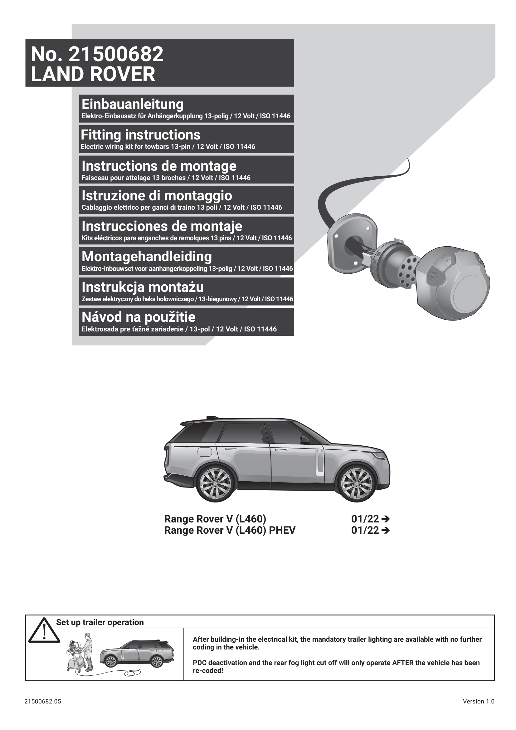 Range Rover V L460 13 Pin Çeki Demiri Elektrik Tesisatı (2022→)