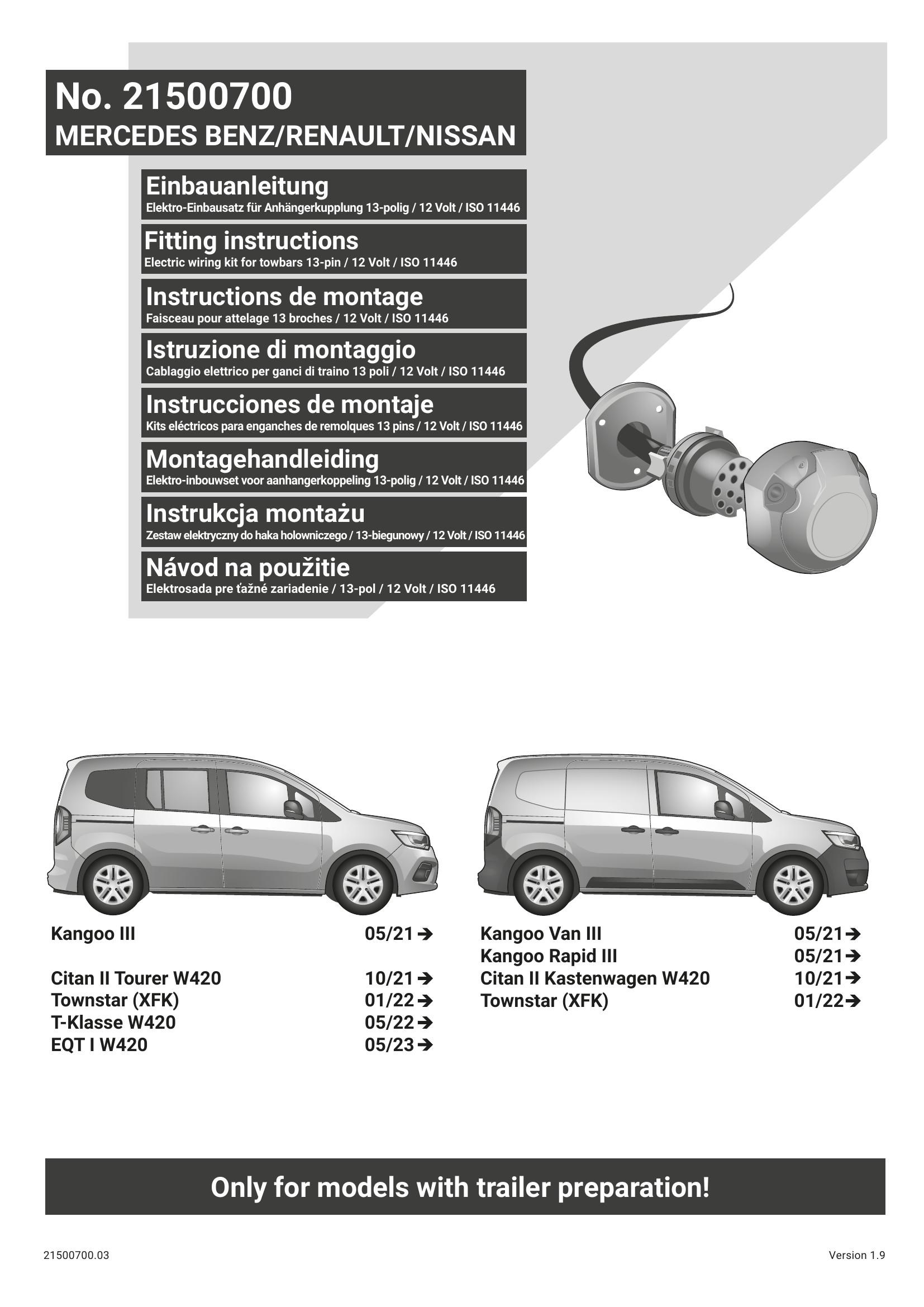 Renault Kangoo III 2021 Sonrası Orijinal Tesisat