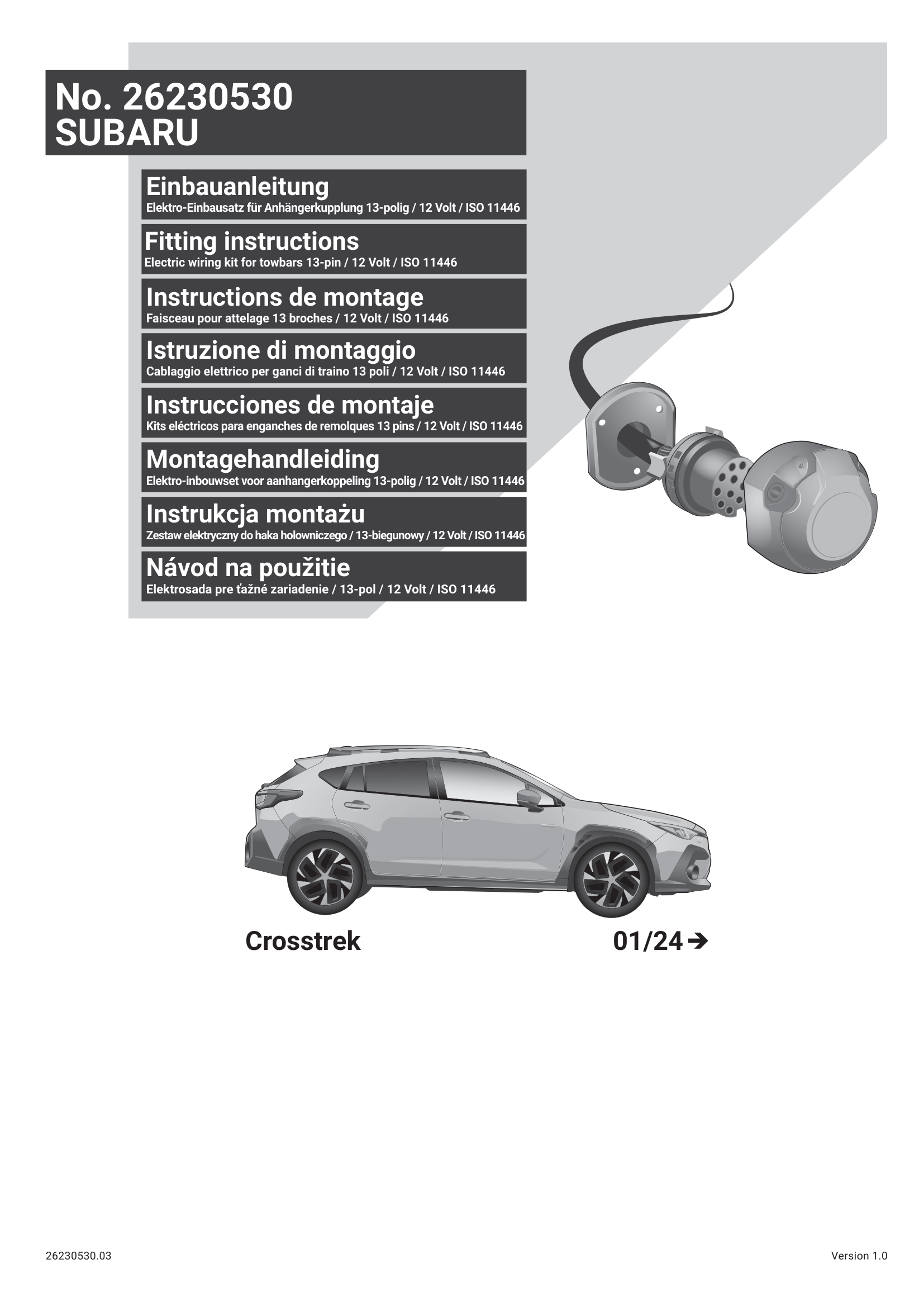 Subaru Crosstrek 13 Pin Çeki Demiri Elektrik Tesisatı (2024→)