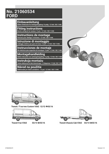 Ford Transit Custom 13 Pin Çeki Demiri Elektrik Tesisatı (2012–2016)