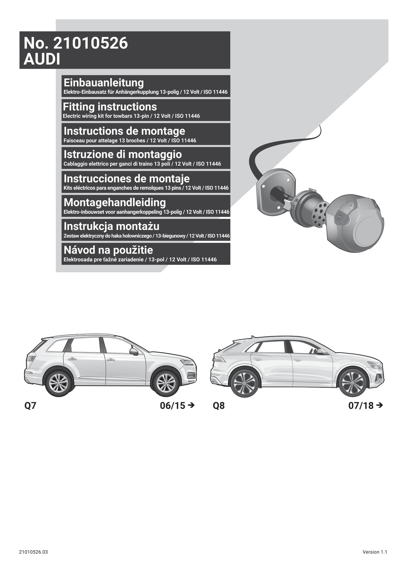Audi Q7 13 Pin Çeki Demiri Elektrik Tesisatı (2015→)