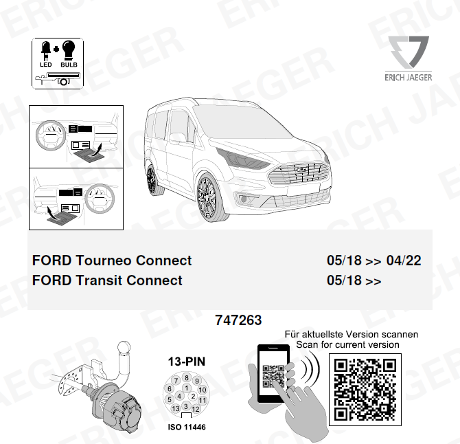 FORD Tourneo Connect  2018-2022 Orijinal Tesisat