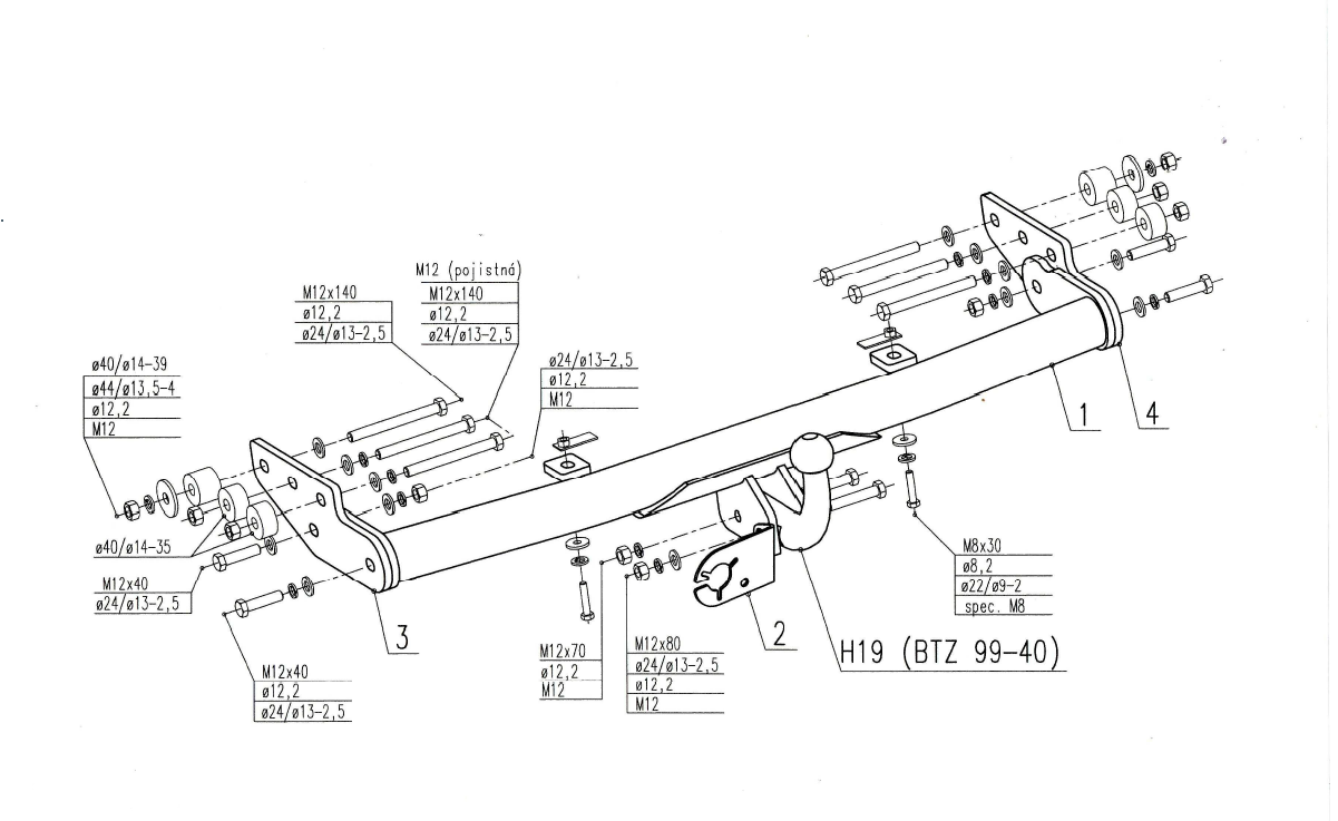 HOOK-Ford Transit 2000-2014 Panelvan  Çeki Demiri Basamaksız