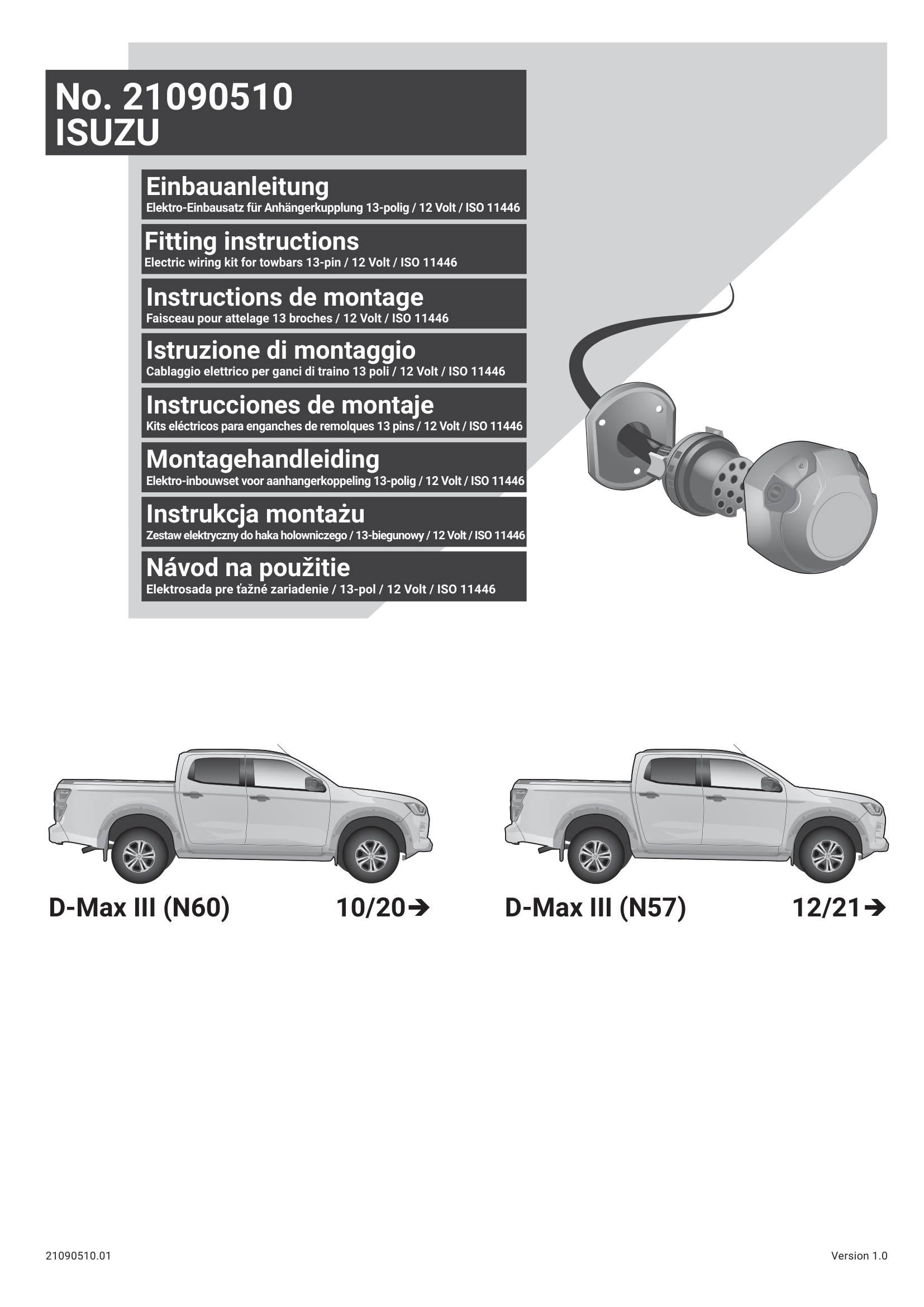 Isuzu D-Max III 13 Pin Çeki Demiri Elektrik Tesisatı (2020→)