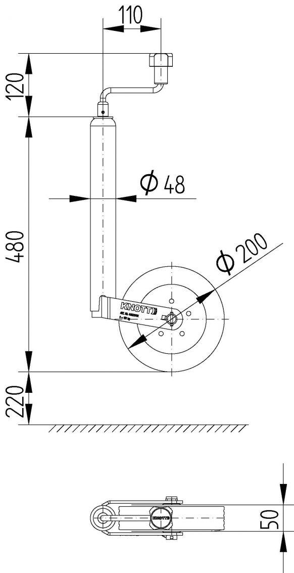 Knott Karavan Römork 150kg Ön Destek Tekeri 