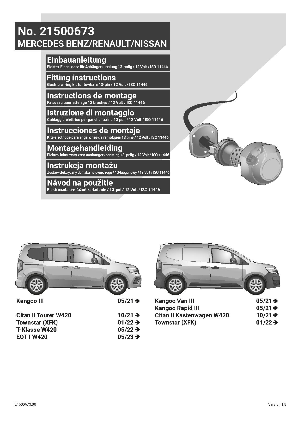 Mercedes-Benz Citan II W420 13 Pin Çeki Demiri Elektrik Tesisatı (2021→)