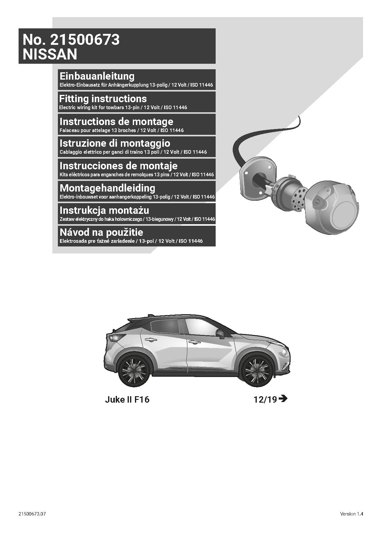 Nissan Juke II F16 13 Pin Çeki Demiri Elektrik Tesisatı (2019→)