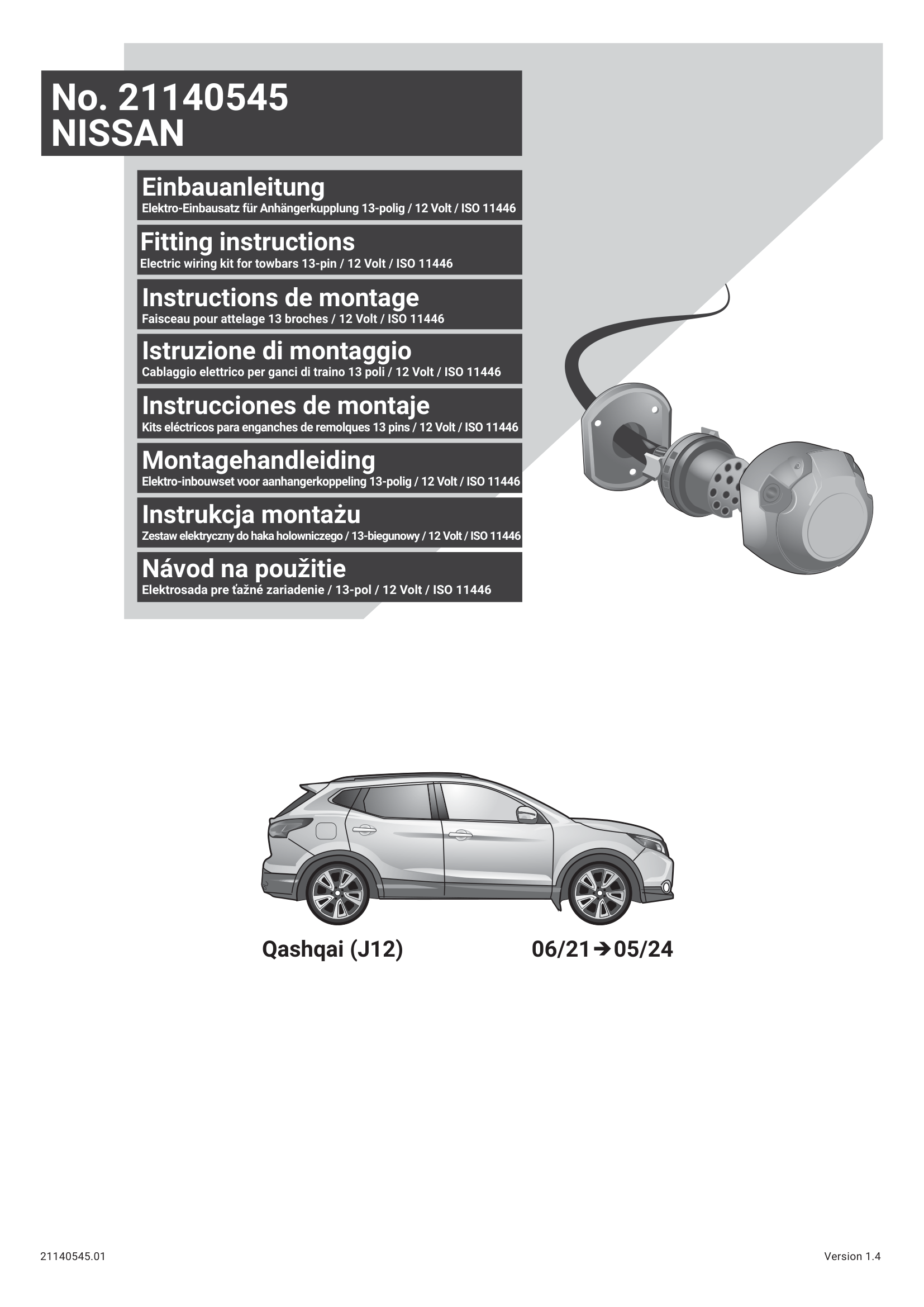 Nissan Qashqai J12 13 Pin Çeki Demiri Elektrik Tesisatı (2021–2024)