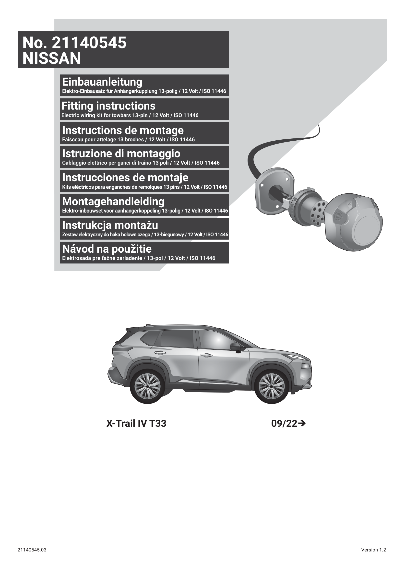 Nissan X-Trail IV 13 Pin Çeki Demiri Elektrik Tesisatı (2022→)