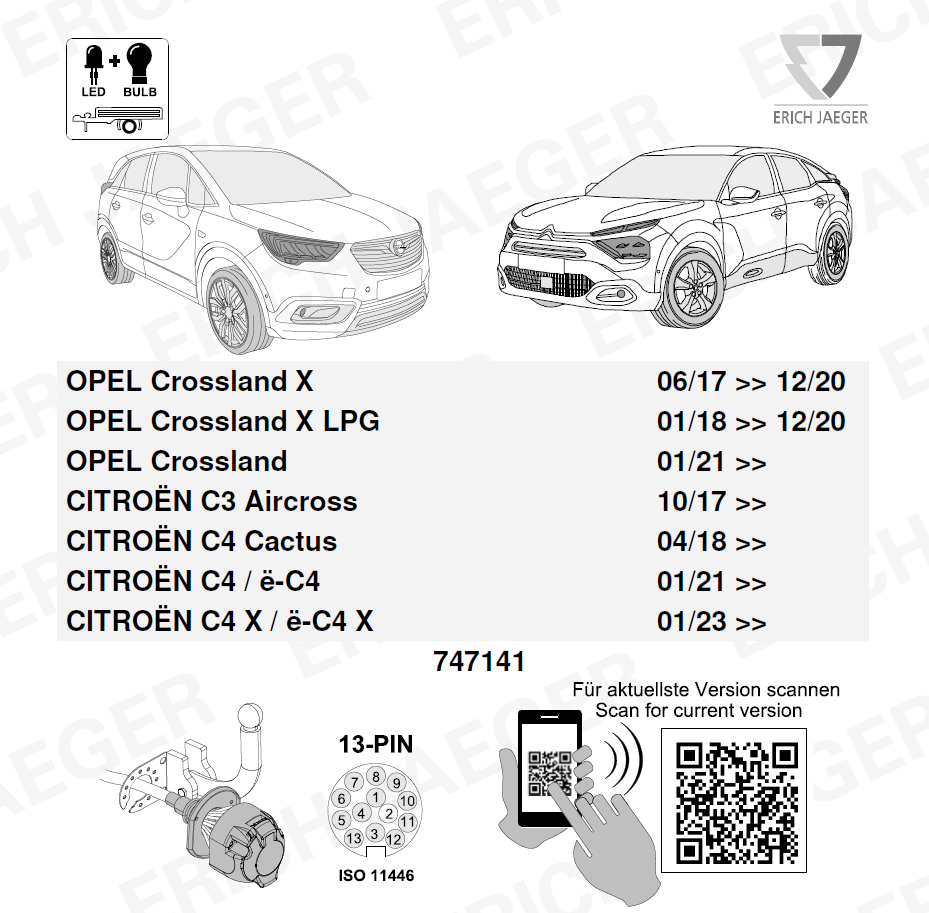 OPEL CrosslandX  2017 Sonrası 13 Pin Orijinal Tesisat