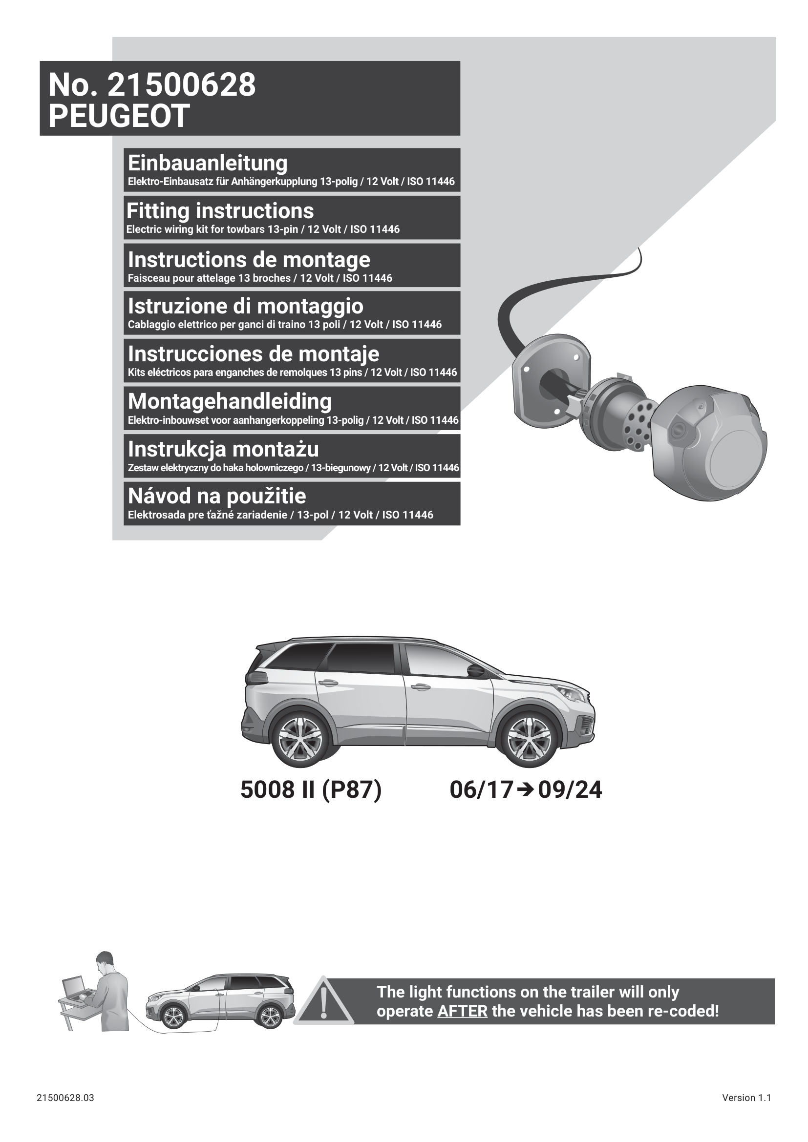 Peugeot 5008 II 13 Pin Çeki Demiri Elektrik Tesisatı (2017–2024)