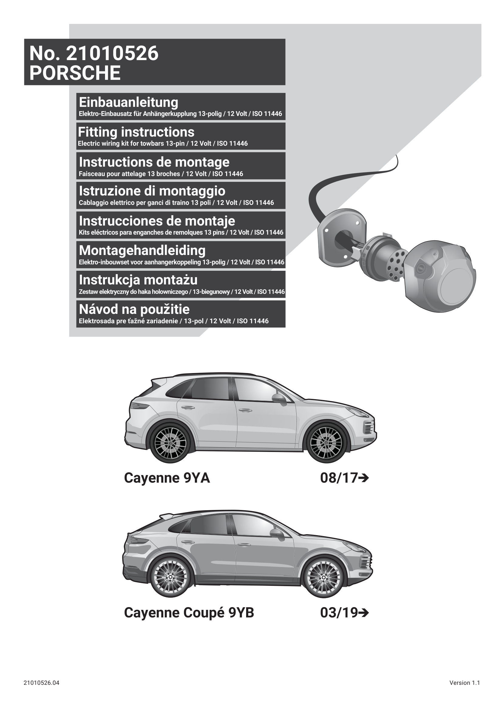 Porsche Cayenne 9YA 13 Pin Çeki Demiri Elektrik Tesisatı (2017→)