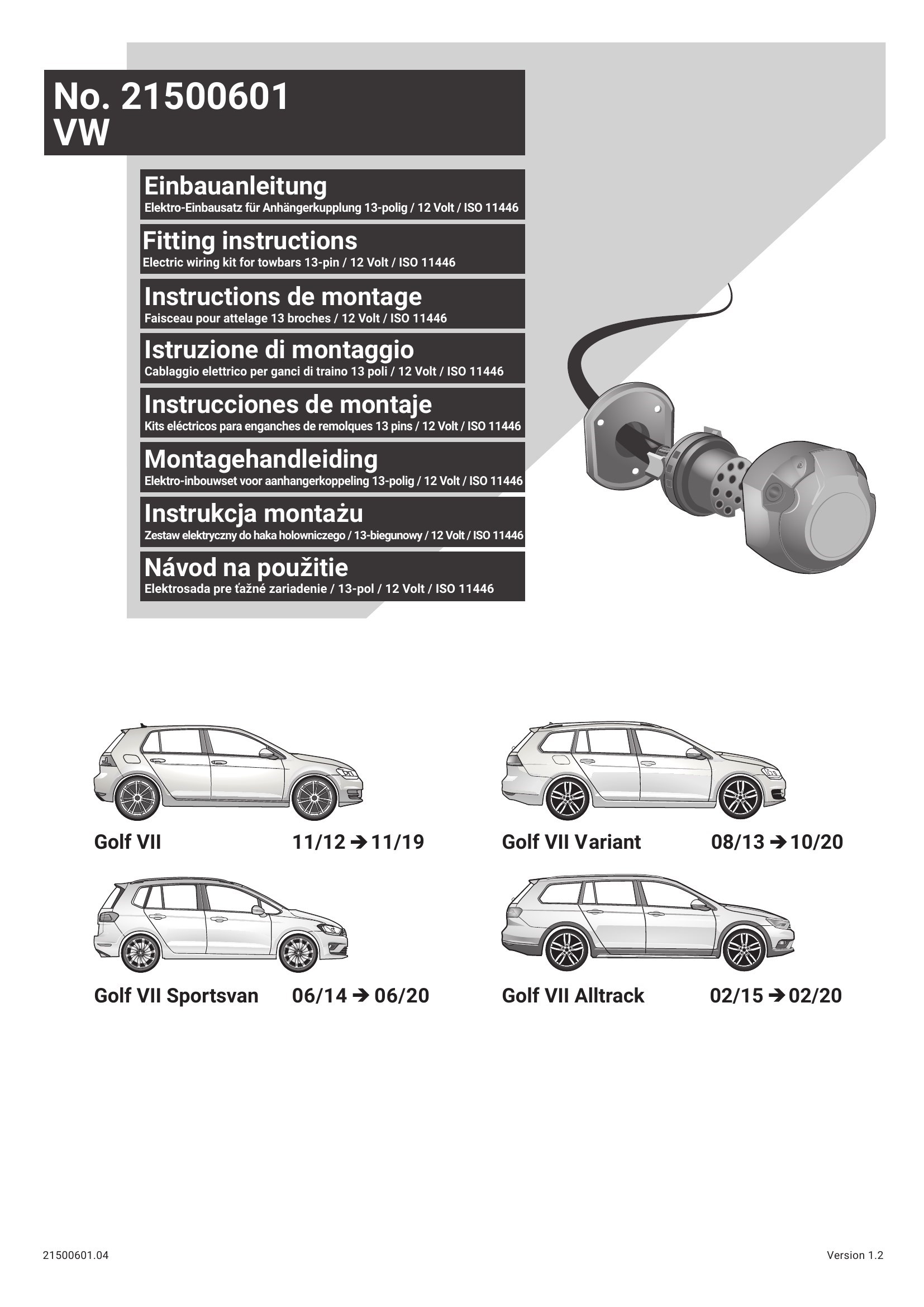 VW Golf VII Alltrack 2015-2020 13 P Orijinal Tesisat 