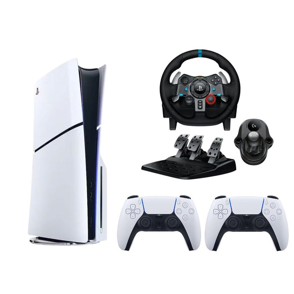  Playstation Sony PSCDLI1TB+D+G29 İthalatçı  Playstation 5 Slim Cd'li Edition + 2. Dualsense + G29 Driving Force Yarış Direksiyonu + Shifter