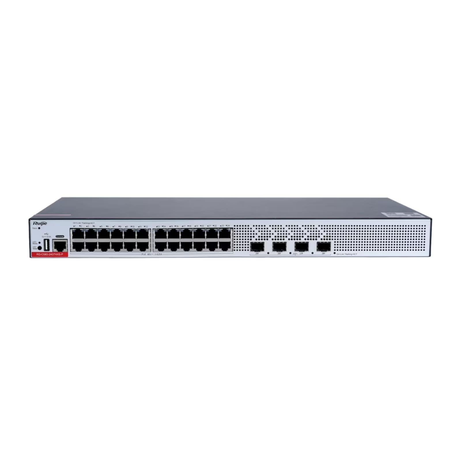 RUIJIE RG-CS83-24GT4XS-P 24 PORT 10/100/1000 24 PORT POE 4-PORT 1G/10G SFP+ 370 WATT YONETILEBILIR RACK MOUNT SWITCH