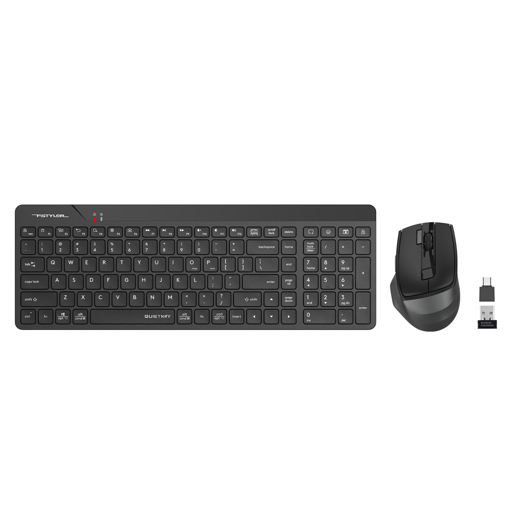 A4 TECH FG2400 AIR2 KABLOSUZ MULTİMEDYA SİYAH SESSİZ Q KLAVYE+MOUSE