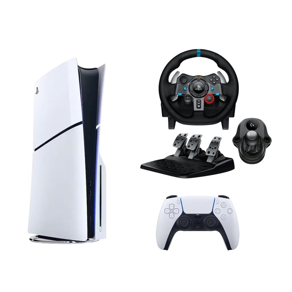  Playstation Sony PSCDLI1TB+G29 İthalatçı  Playstation 5 Slim Cd'li Edition + G29 Driving Force Yarış Direksiyonu + Shifter