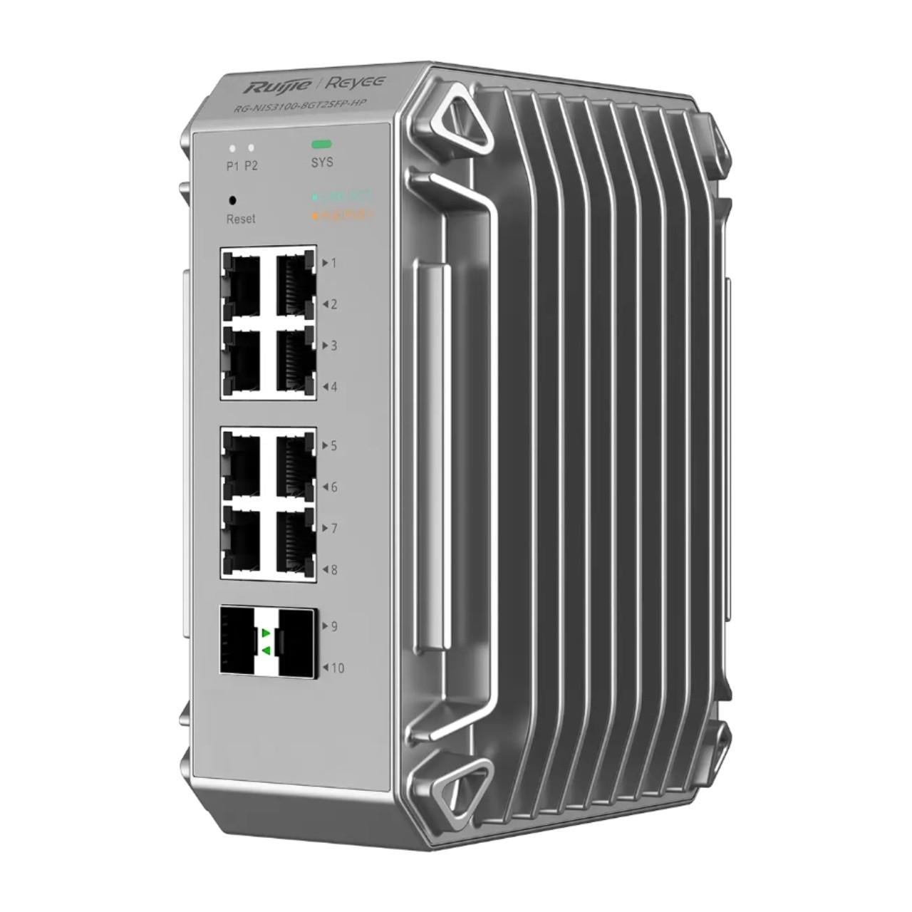 RUIJIE REYEE NIS3100-8GT2SFP-HP 8 PORT 10/100/1000 8 PORT POE 2 X SFP 240 WATT RUJIE CLOUD YONETILEBILIR ENDÜSTRİYEL SWI