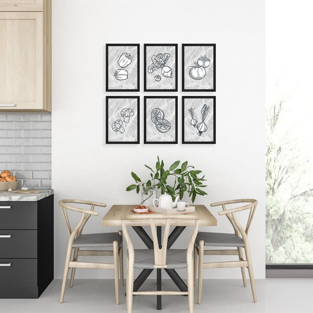 6 Parça Çerçeve Görünümlü Sebzeler Panosu
