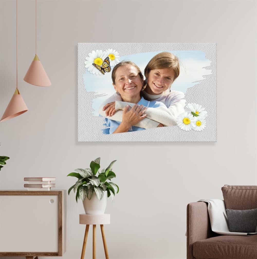 Anne Kız Papatya Kanvas Tablo