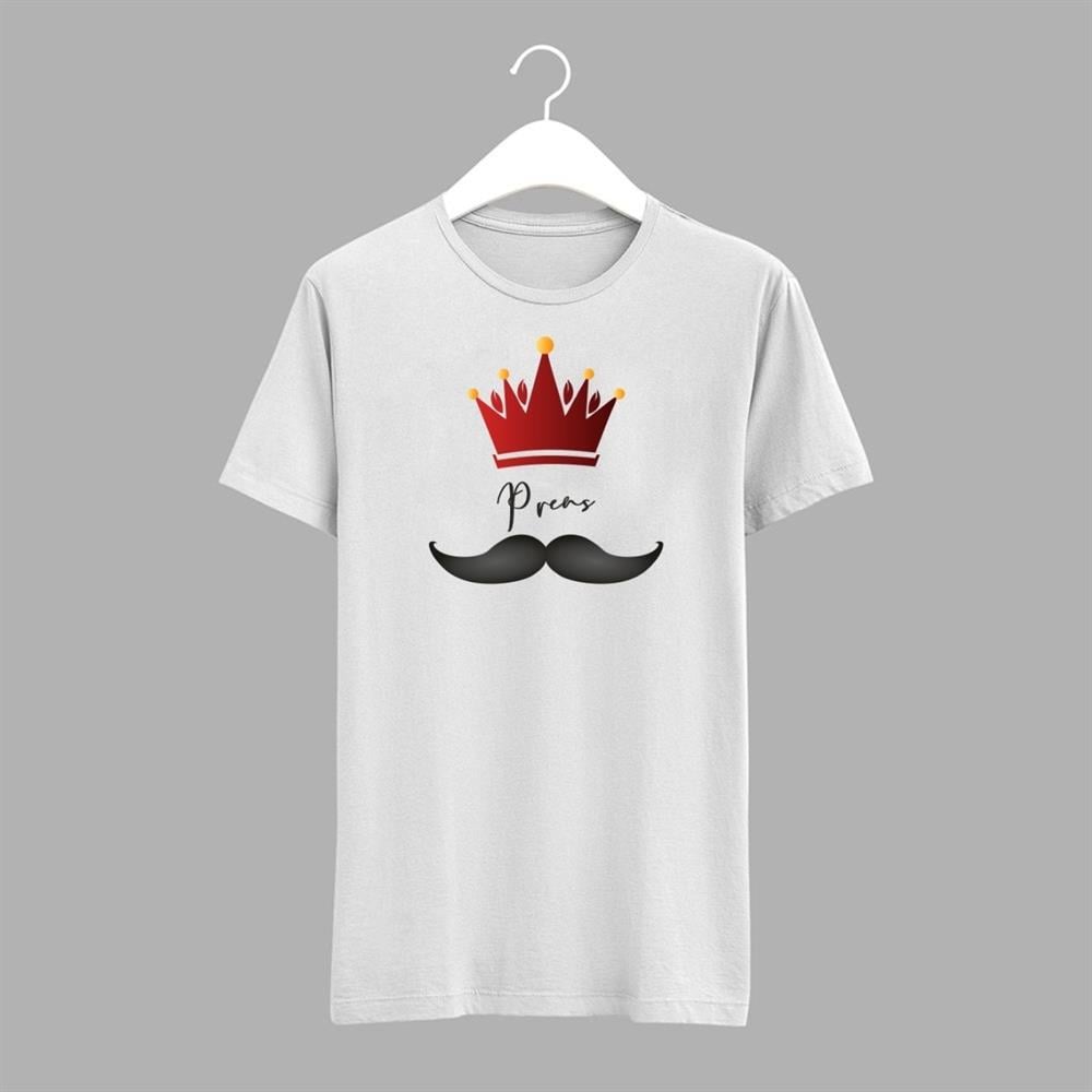 Siyah / Beyaz Tişört ( Bıyık - Prens ) Yazılı
