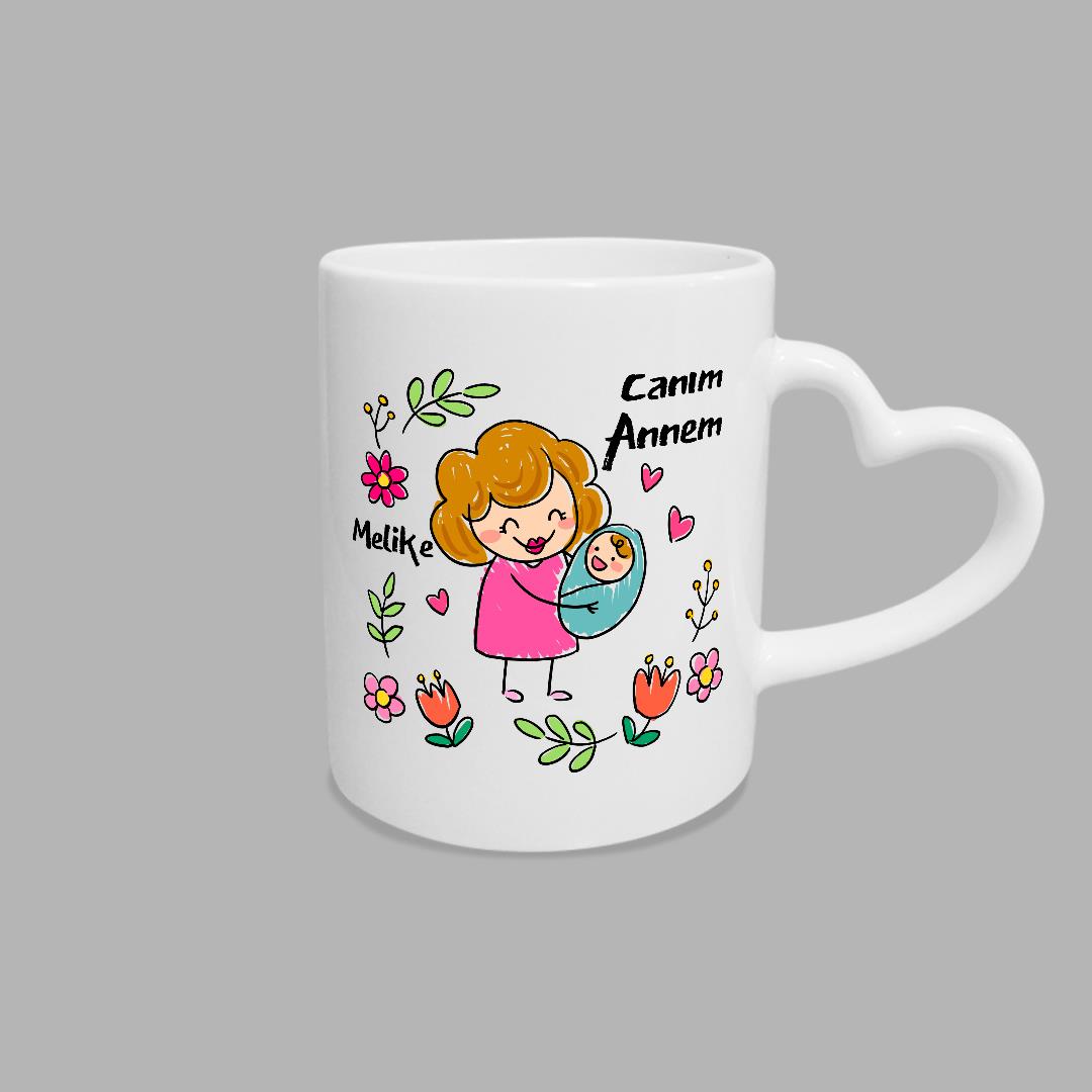 Anneler Günü Kupası Kalpli Kulp Canım Annem