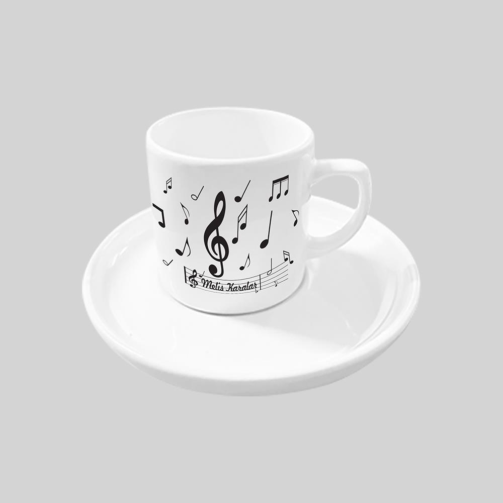 Kahve Fincanı Baskı - Müzik Temalı