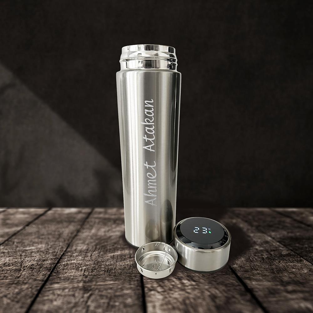 Kişiye Özel 500 ml Gümüş Dereceli Termos