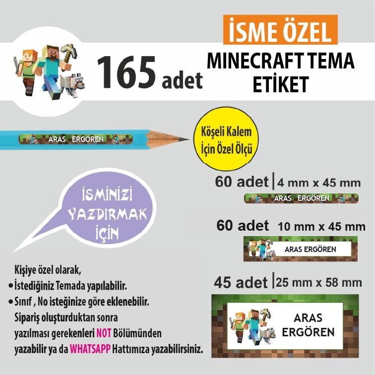 MINECRAFT TEMA OKUL ETİKETİ