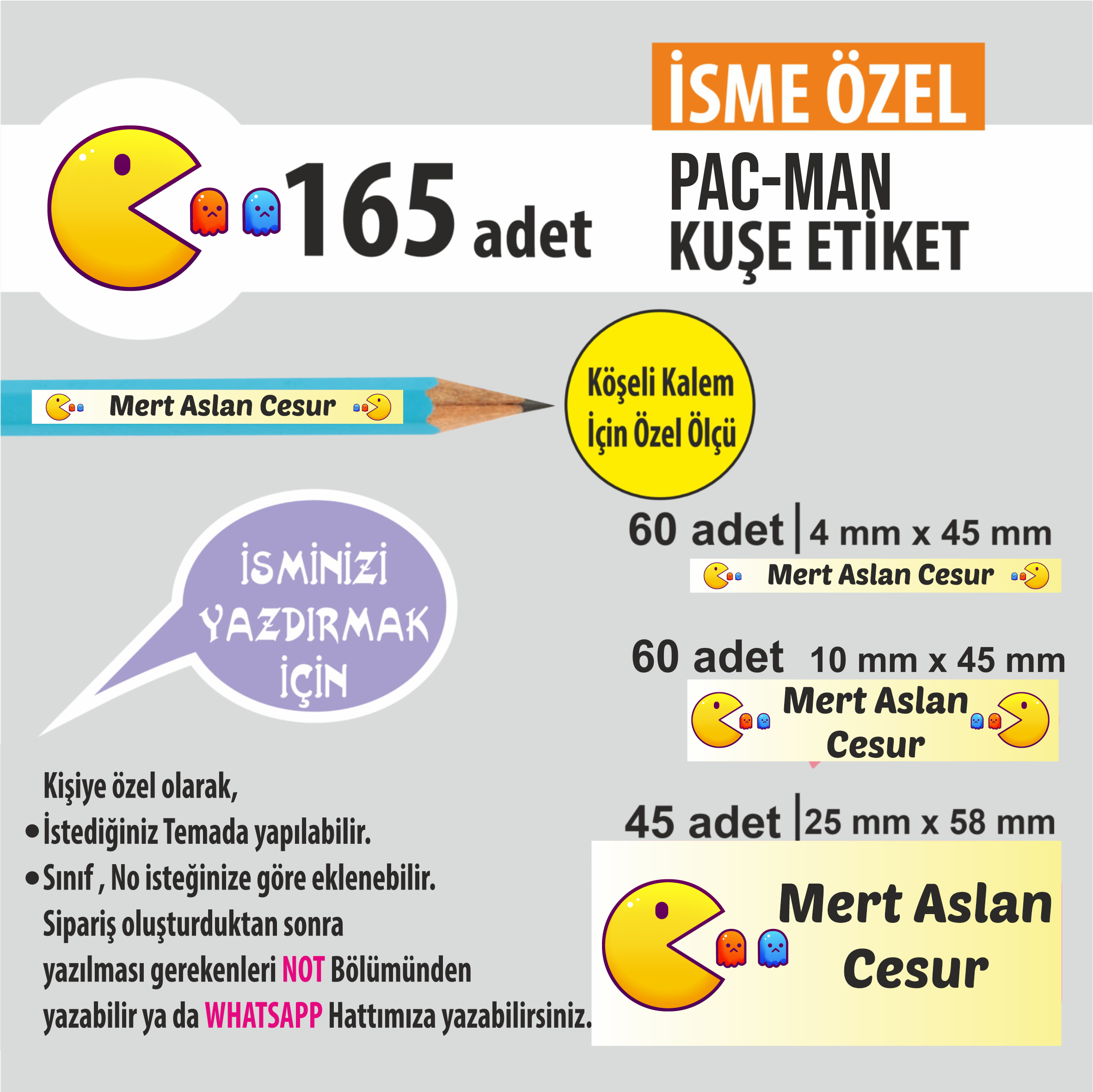 PAC-MAN TEMA OKUL ETİKETİ