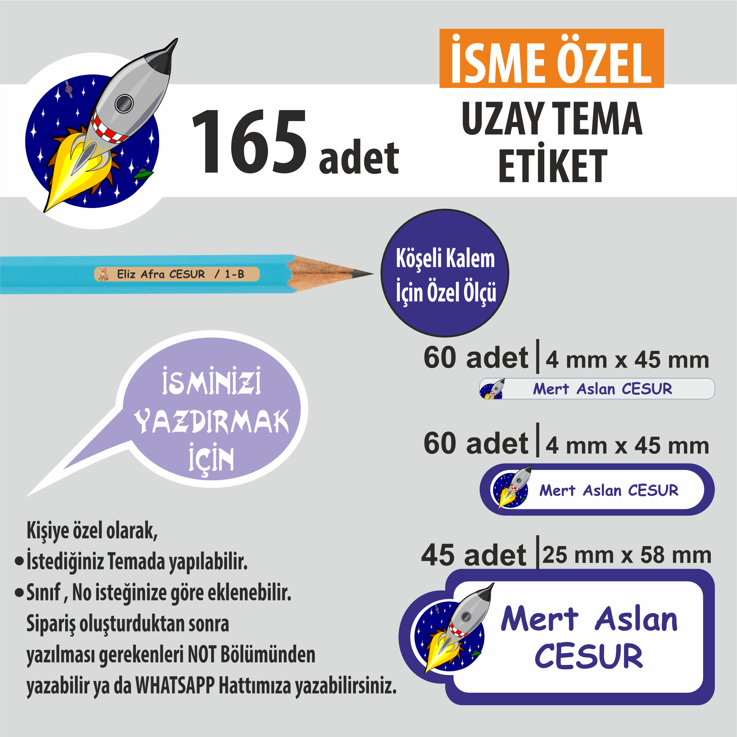UZAY TEMA OKUL ETİKETİ