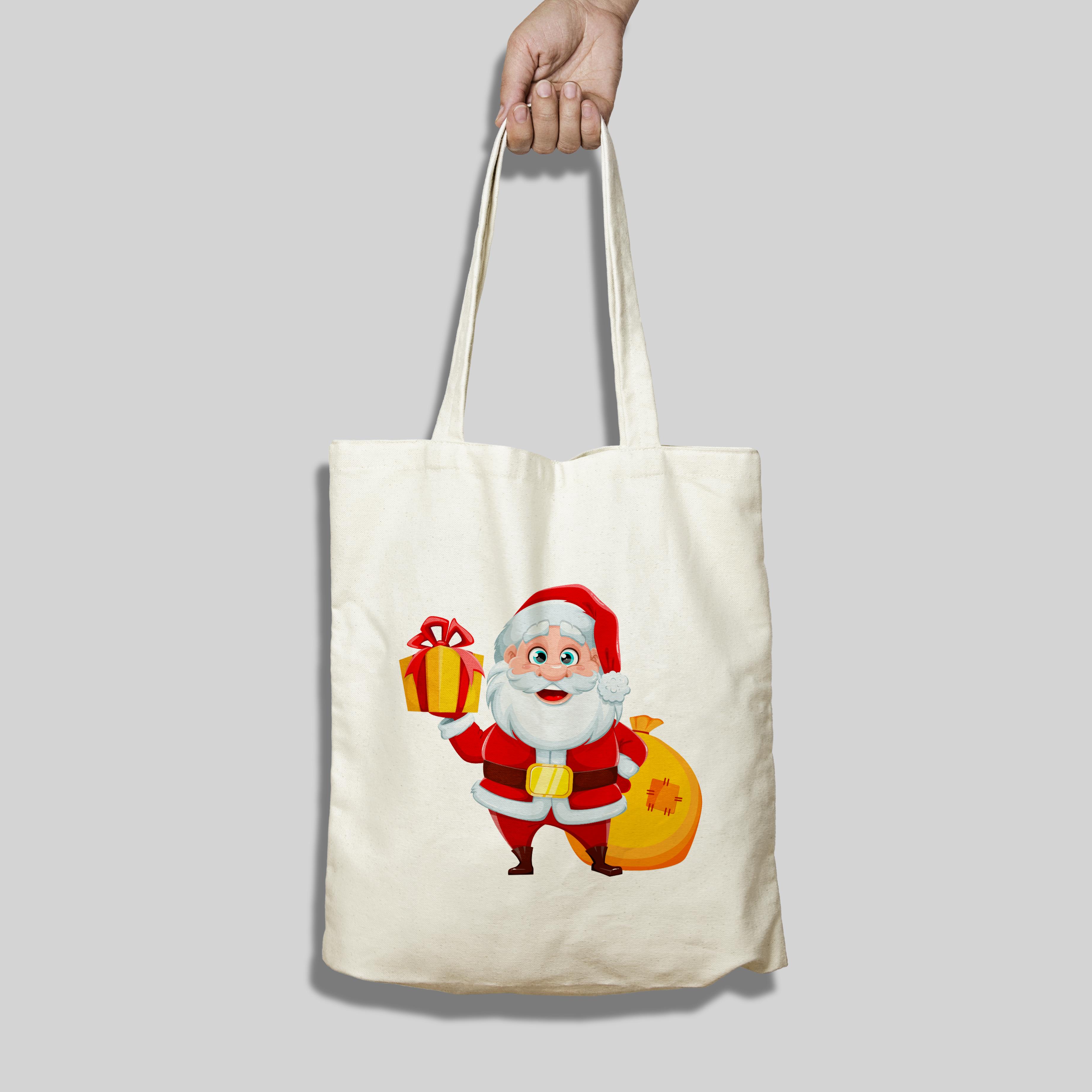 Yılbaşı Askılı Bez Çanta Noel Baba