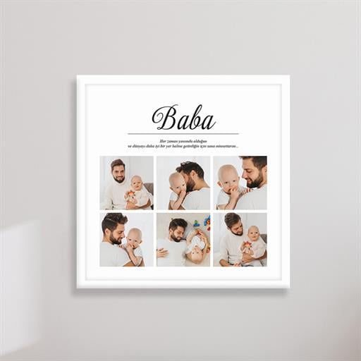Babalar Günü Yapışkanlı Sök-Tak Plastik Çerçeve Beyaz 21x21cm