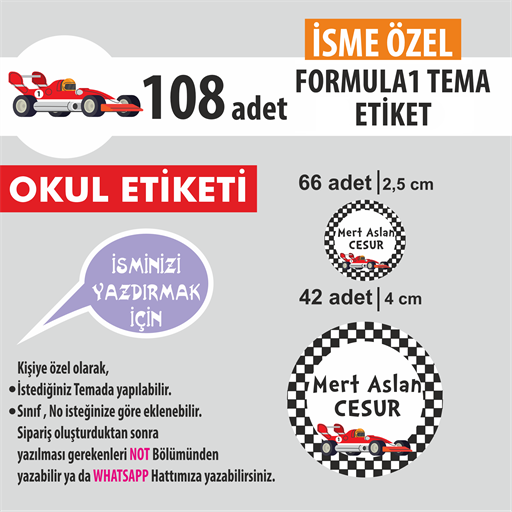 FERRARİ YUVARLAK TEMA OKUL ETİKETİ