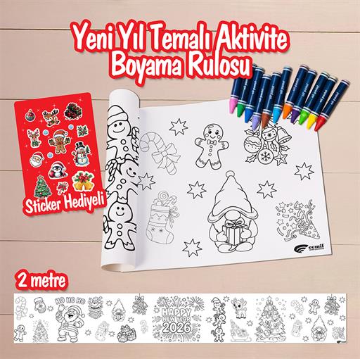 Yeni Yıl Temalı Boyama Kağıdı
