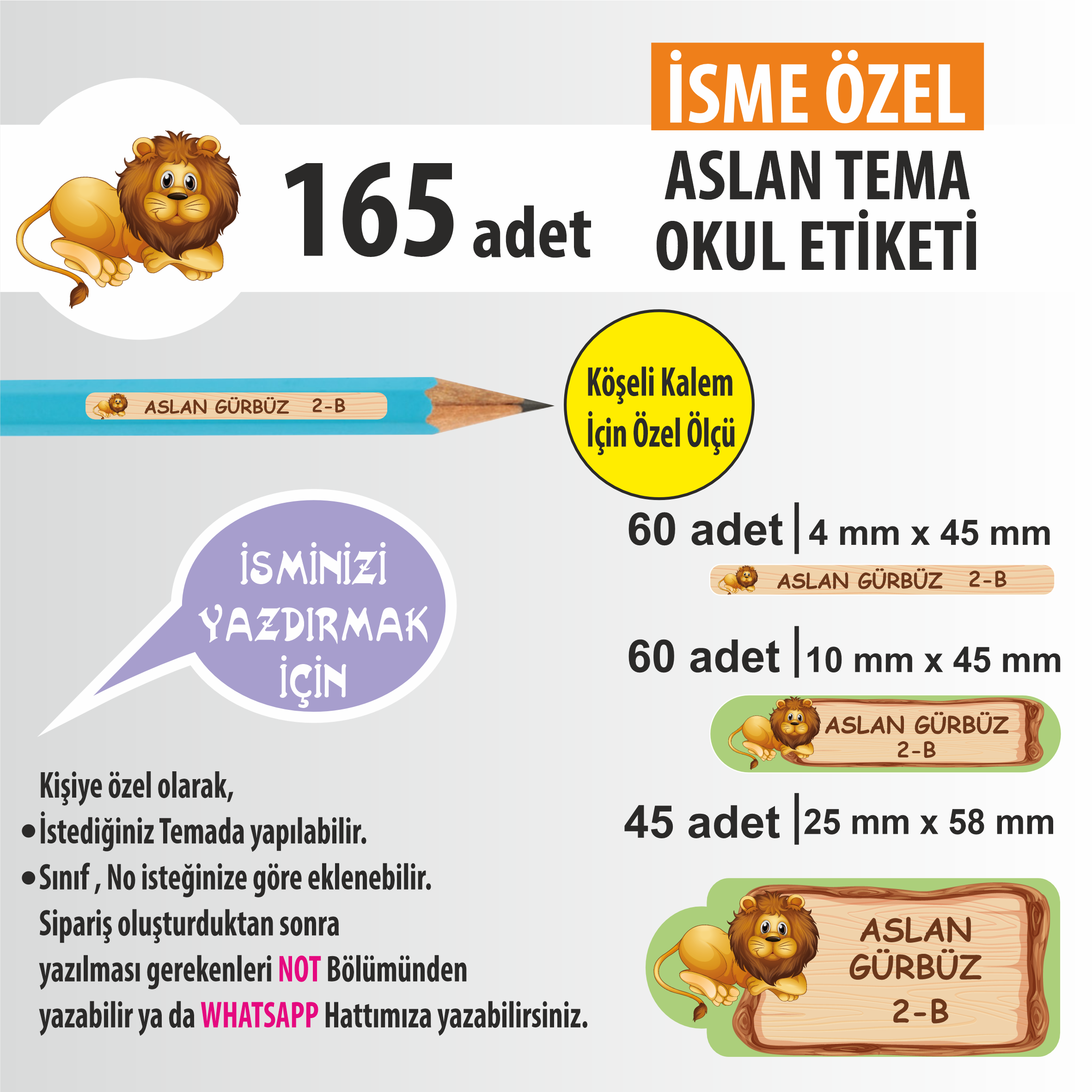 ASLAN TEMA OKUL ETİKETİ