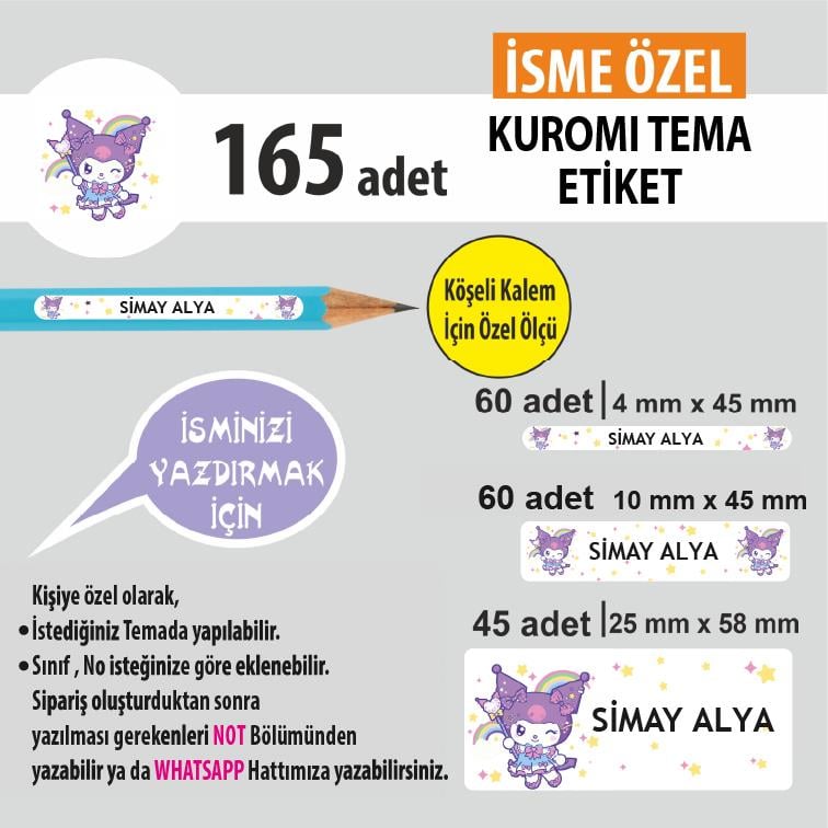 KUROMI TEMA 2 OKUL ETİKETİ