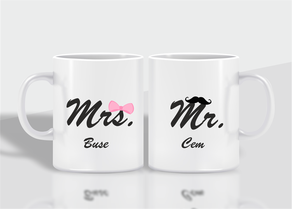 Mrs & Mr 2 Adet Beyaz Kupa