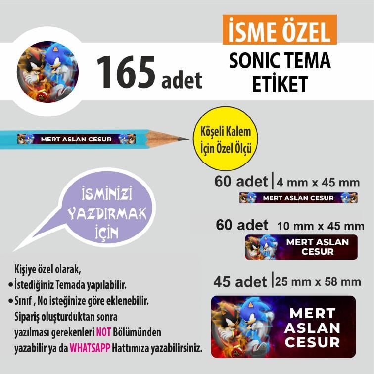 SONIC TEMA OKUL ETİKETİ