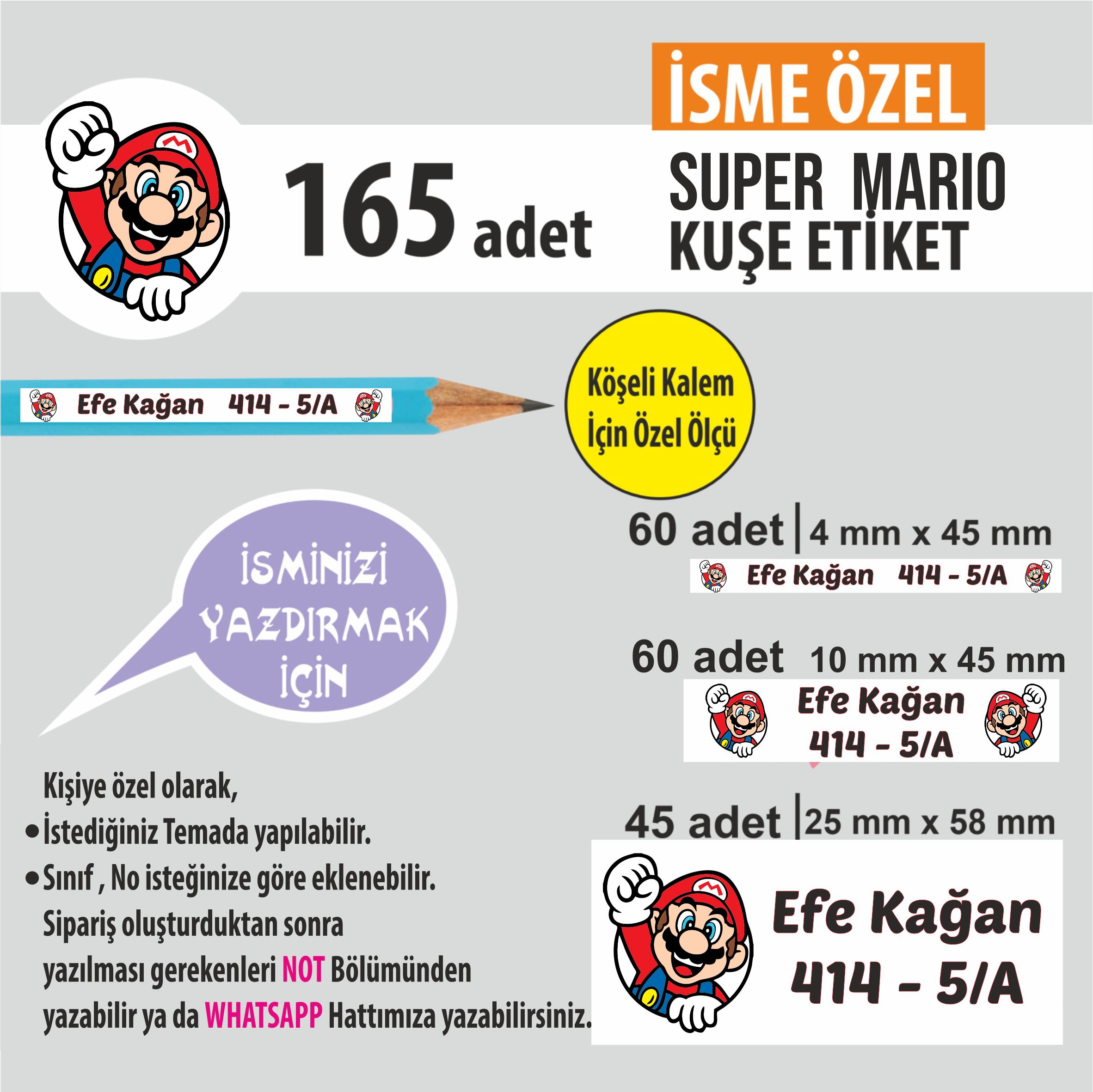 SUPER MARIO TEMA OKUL ETİKETİ