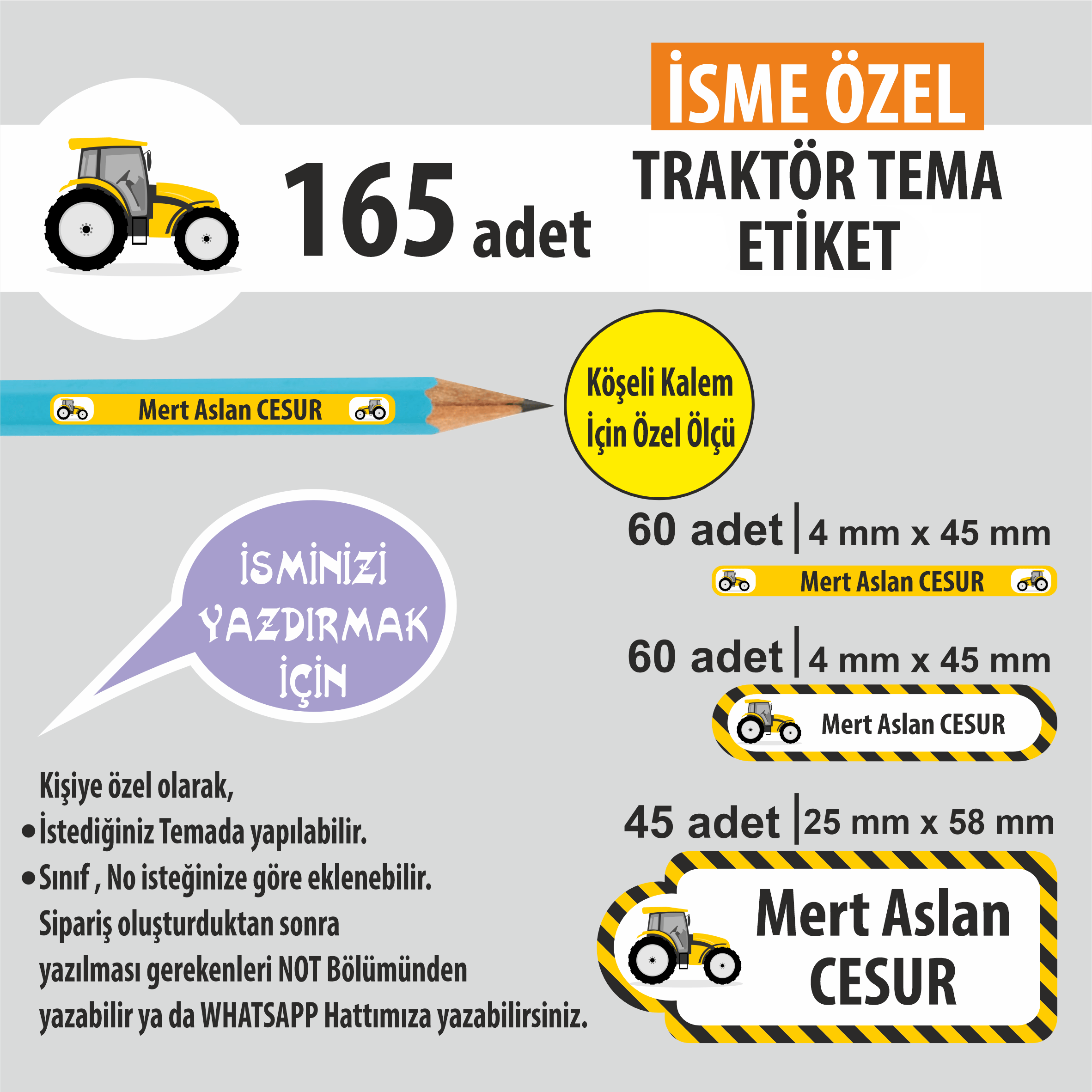 TRAKTÖR TEMA OKUL ETİKETİ