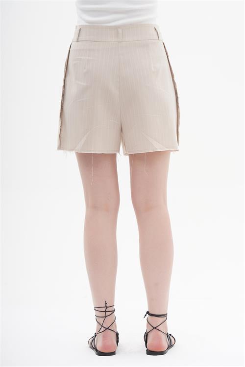 Cut Edge Loose Fit Pants Shorts With Stripes